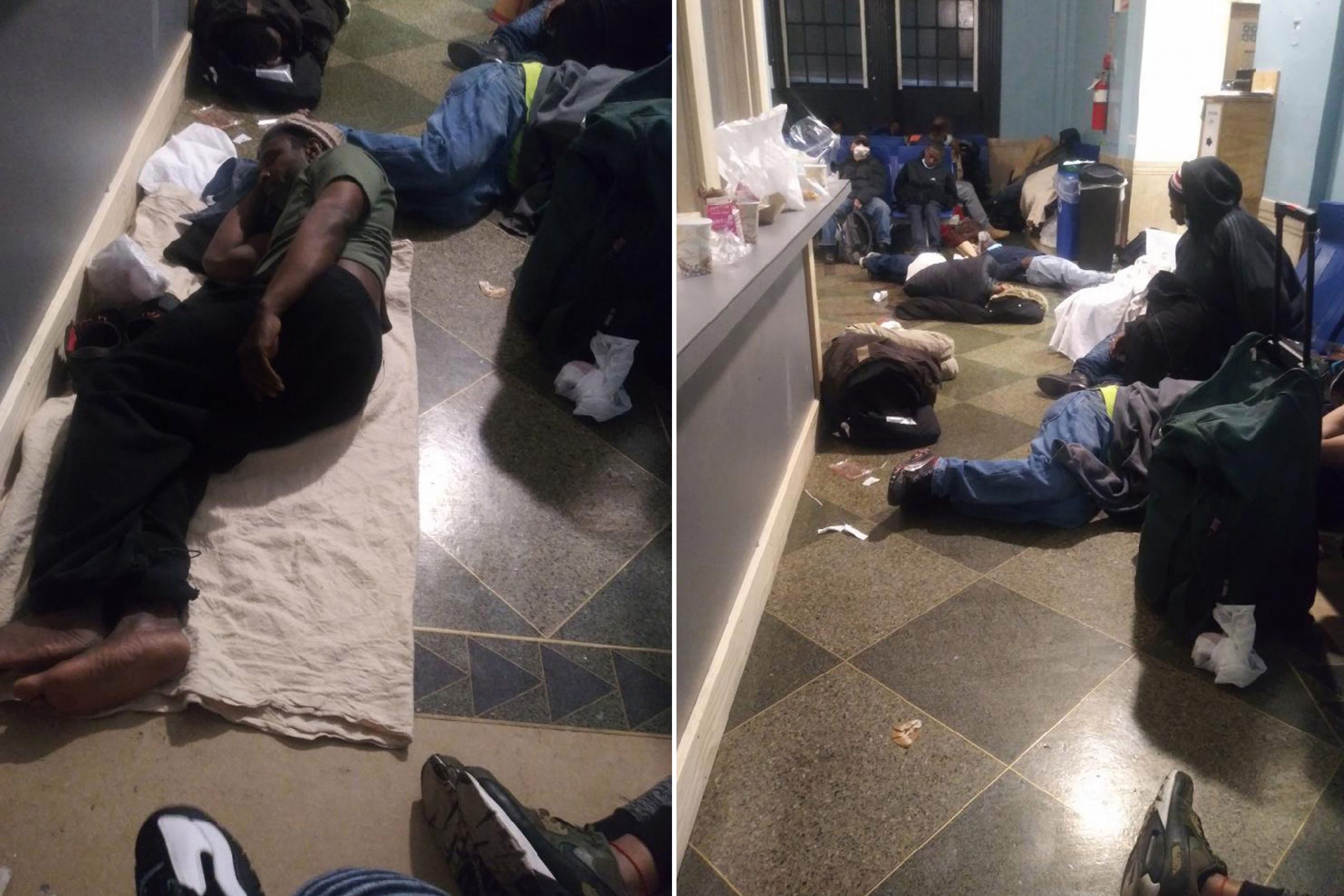 Men in homeless shelter trapped next to coronavirus carriers, K2 zombies