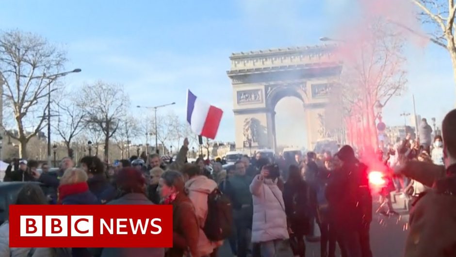 Tens of thousands protest against Covid pass in France – BBC News